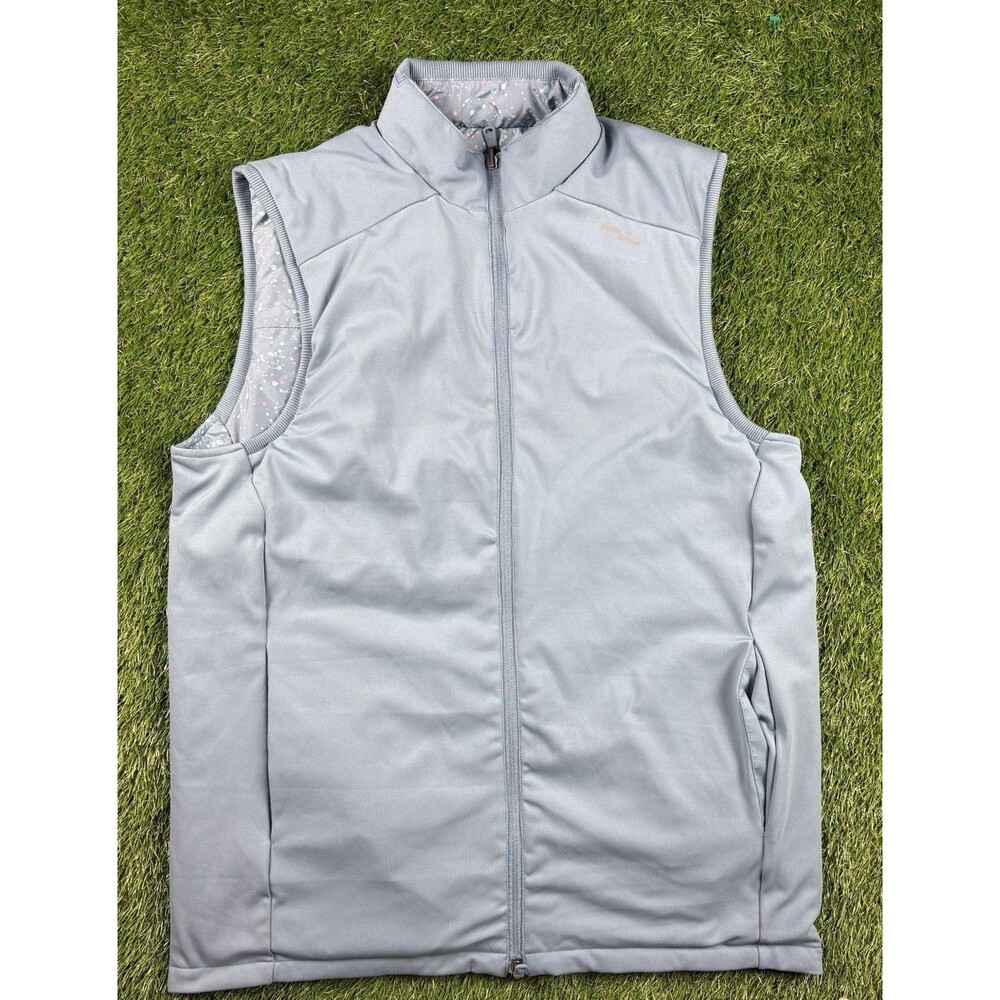Birdie Bound Reversible Zip Sleeveless Golf Vest Wicking Zip Pockets Blue Medium